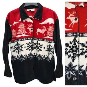 Capacity Knits Fleece Shirt Jacket Shacket Womens Large Vintage Cabin Core 90s